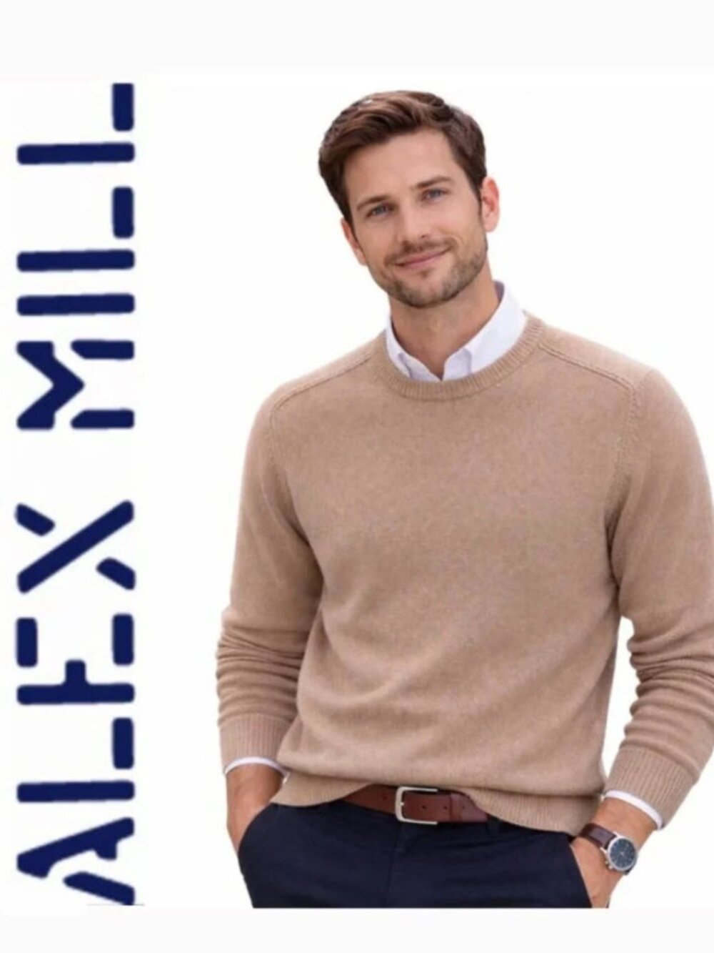 Alex Mill Merino Wool Crewneck Sweater Taupe Exposed Seams large